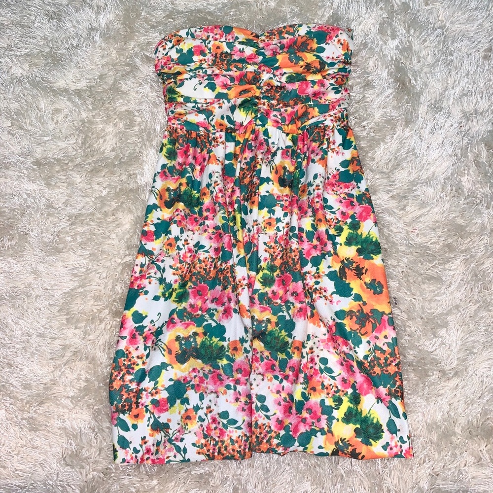 Strapless Floral Summer Dress - Picture 1 of 2